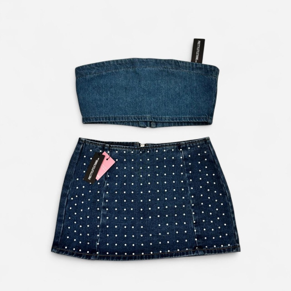 pretty little thing two piece denim set - Picture 2 of 6